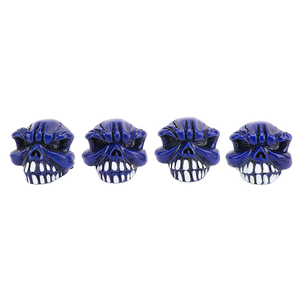 4Pcs Tire Valve Stem Cap Skull Style Stylish Look Dark/Blue 8320539231884