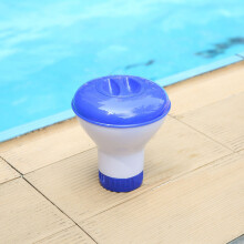 Schwimmender Pool-Chemikalienspender mit Thermometer, Blau & Weiß