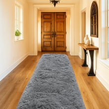 (Grey Runner Rug) Shaggy Rug 80x300cm - Modern Long Hallway & Kitchen Carpet 10 Feet Long - Extra Soft Thick Pile Shaggy Rug