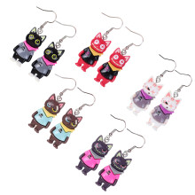 5 Pairs Kitten Drop Dangle Earrings Cartoon Cat Earrings Funny