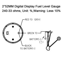 Universal 2inch 52MM 52MM Digital Display Car Fuel