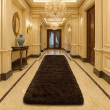 (Brown Runner Rug) Shaggy Rug 80x300cm - Modern Long Hallway & Kitchen Carpet 10 Feet Long - Extra Soft Thick Pile Shaggy Rug