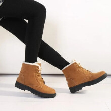 (Khaki, UK6=EU39) Womens Waterproof Fur Lined Snow Ankle Boots Ladies Winter Warm Flat Shoes UK