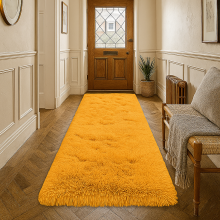(Ochre Runner Rug) Shaggy Rug 80x300cm - Modern Long Hallway & Kitchen Carpet 10 Feet Long - Extra Soft Thick Pile Shaggy Rug