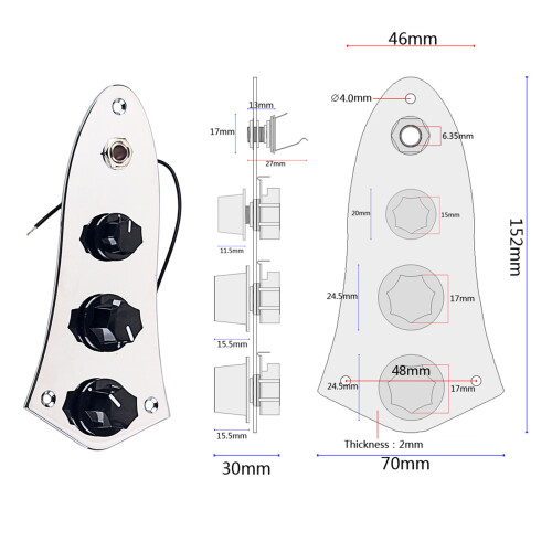 Electric Guitar Wired Loaded Control Plate with 3 Way Switch 2