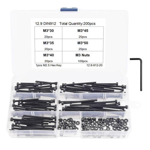 200pcs Stainless Steels Machine Screws Nut and  Bolt Socket Head