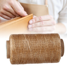DIY Lederhandwerkszeug 150D gewachster Faden 820,2 ft Flacher Stichfaden Khaki