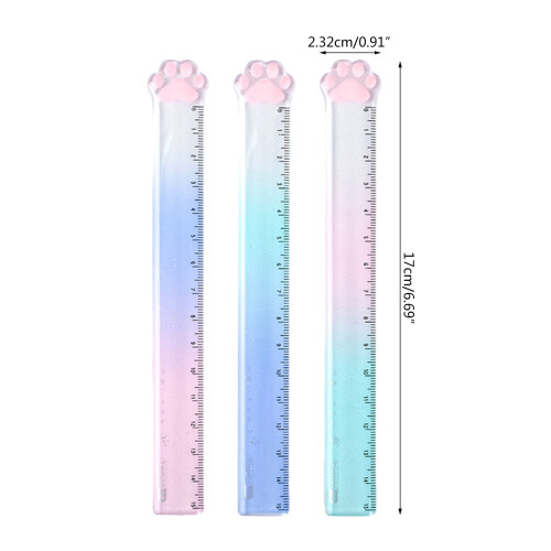 2Pcs Cartoon Straight Ruler Math Drafting Ruler Measuring Range 2