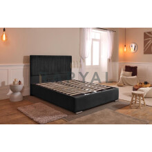 (Small Single, Black) Budapest Velvet Bedframe with Optional Ottoman Storage - Classic & Modern