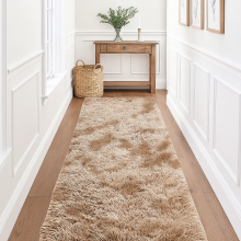 (Tye Dye Beige Runner Rug) Shaggy Rug 80x300cm - Modern Long Hallway & Kitchen Carpet 10 Feet Long - Extra Soft Thick Pile Shaggy Rug