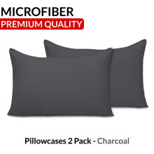 (Charcoal Pillowcases, Pillow Cases 2 Pack (50 x 75 cm)) 40CM Extra Deep Plain Microfiber Extra DEEP Fitted Sheet with or without Pillowcase Single Double King and Super King Size Bed Sheets - Mach