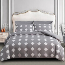(Grey & White Polka Dots, Double (200 x 200 cm)) Bricks Grey Duvet Quilt Cover Set with Pillow Cases - Premium Microfiber Reversible Bedding Sets - Single Double King & Super King Sizes Ava