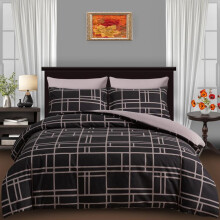 (Warm Grey & Black Bricks, Double (200 x 200 cm)) Premium Duvet Cover Set with Pillowcases - Quilt cover Set with Matching Pillowcases - Cheetah Patten Reversible Printed Microfiber Duvet Co