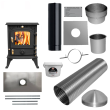 4.2kw Cast Woodburner Multi Fuel Stove & Complete 7m Liner Install Kit