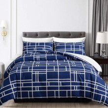 (Blue & White, King (220 x 230 cm)) Microfiber Duvet Quilt Cover with Pillow Cases Bedding Sets Single Double King Size Super King Luxury Duvet Covers Quilt Cover Set