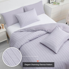 (Grey & White Charming, Double (200 x 200 cm)) Microfiber Duvet Quilt Cover with Pillow Cases Bedding Sets Single Double King Size Super King Luxury Duvet Covers Quilt Cover Set
