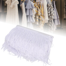 DIY Craft Tassels Fringe Lace 14cm/5.5in for Latin Stage Costume White