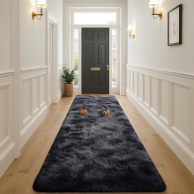 (Tye Dye Grey Runner Rug) Shaggy Rug 80x300cm - Modern Long Hallway & Kitchen Carpet 10 Feet Long - Extra Soft Thick Pile Shaggy Rug