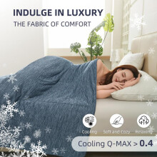 (Navy Blue, US-King(229*264cm/90*104inch)) Cooling Blanket, Lightweight Cozy Breathable Silky Soft Blanket, Comfortable Bedding for Hot Sleepers and Night Sweats, Soft Fluffy Blanket