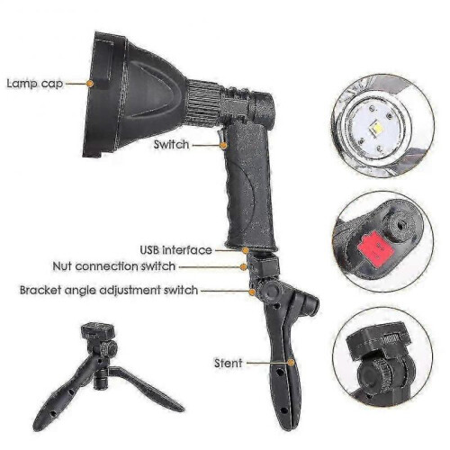 Led Hand Held Spotlight Usb Rechargeable Camping Hunting Flashlight Torch Lamp 1
