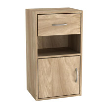 (Oak) Wooden Bedside Table with 1 Drawer and 1 Door