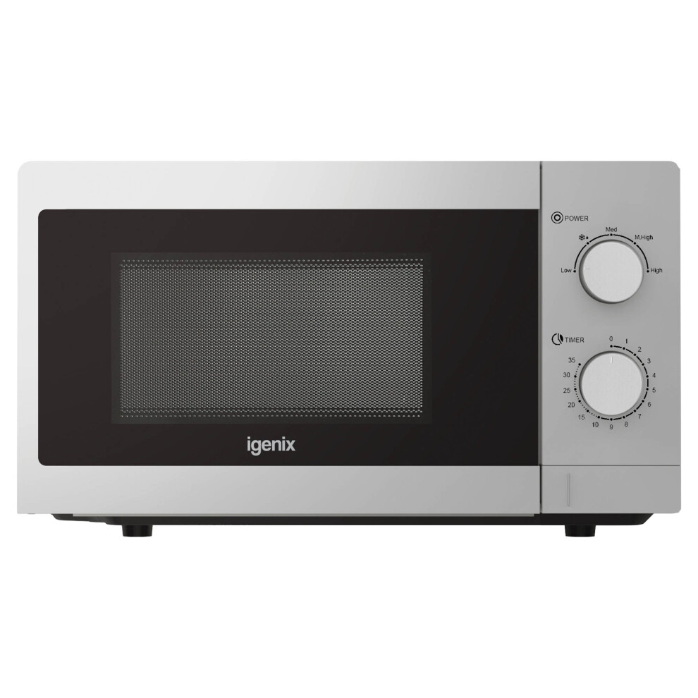 Igenix Manual Microwave, 20 Litre, 5 Power Settings, 800W, Igms08080s Silver