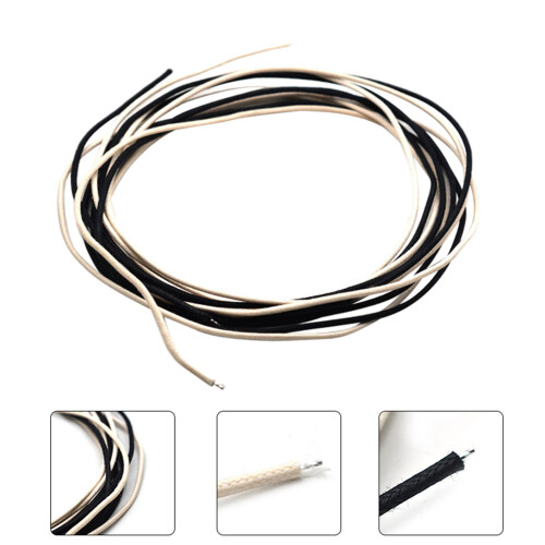 2m 6.5ft (Black and White) Cloth-covered Stranded Pushback 22Awg