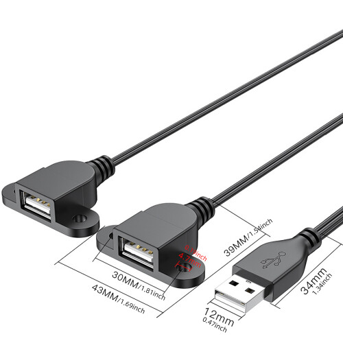 USB Power Adapter Cord USB Y Splitter Charging Cable for USB 2