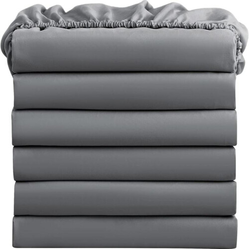 (Charcoal, Single) Extra Deep Pocket Microfiber Fitted Bed Sheets - Solid Colour Pattern - Machine Washable
