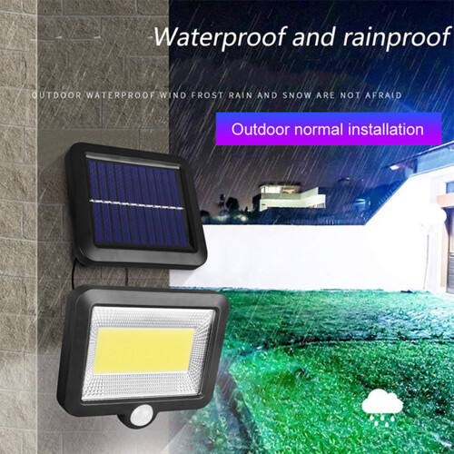 100COB Solar Motion Sensor Wall Lamp Waterproof Garden Security Light Black