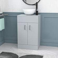 Nes Home Matte Grey 500mm Bathroom Doors Vanity Unit Round Ceramic Basin