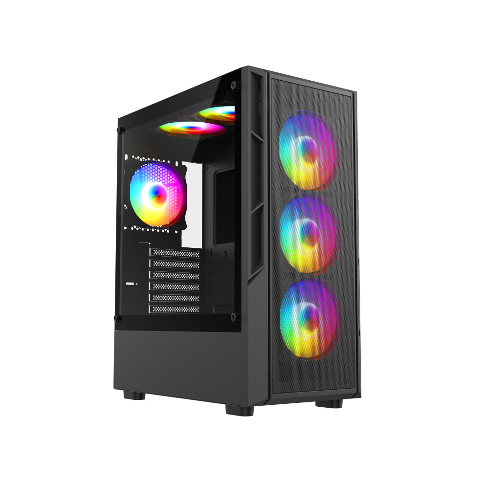 Asc Technology Asc Gaming Pc Tower I7 3770 16Gb Ram Gtx 3050 6Gb 256Gb Ssd + 1Tb Hdd 500W 80+ Psu 6 Fan Rgb Case Wifi Win 11 High Performance Gaming Setup Black