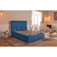 (King , Blue) Budapest Velvet Bedframe with Optional Ottoman Storage - Classic & Modern