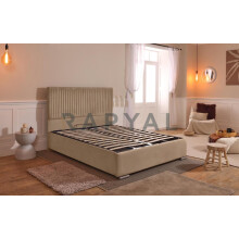 (King with Ottoman Storage, Beige) Budapest Velvet Bedframe with Optional Ottoman Storage - Classic & Modern