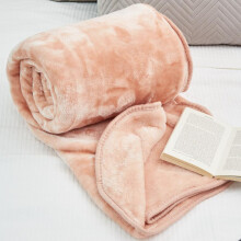 (Blush Pink, Double) Super Soft Faux Mink Blanket Throws Thick Double or King Size Neutral Bright Statement Colours 5 Star Products 400GSM Durable Machine Washab
