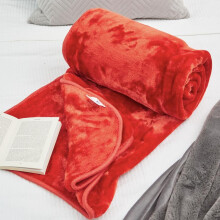 (Red, Double) Super Soft Faux Mink Blanket Throws Thick Double or King Size Neutral Bright Statement Colours 5 Star Products 400GSM Durable Machine Washab