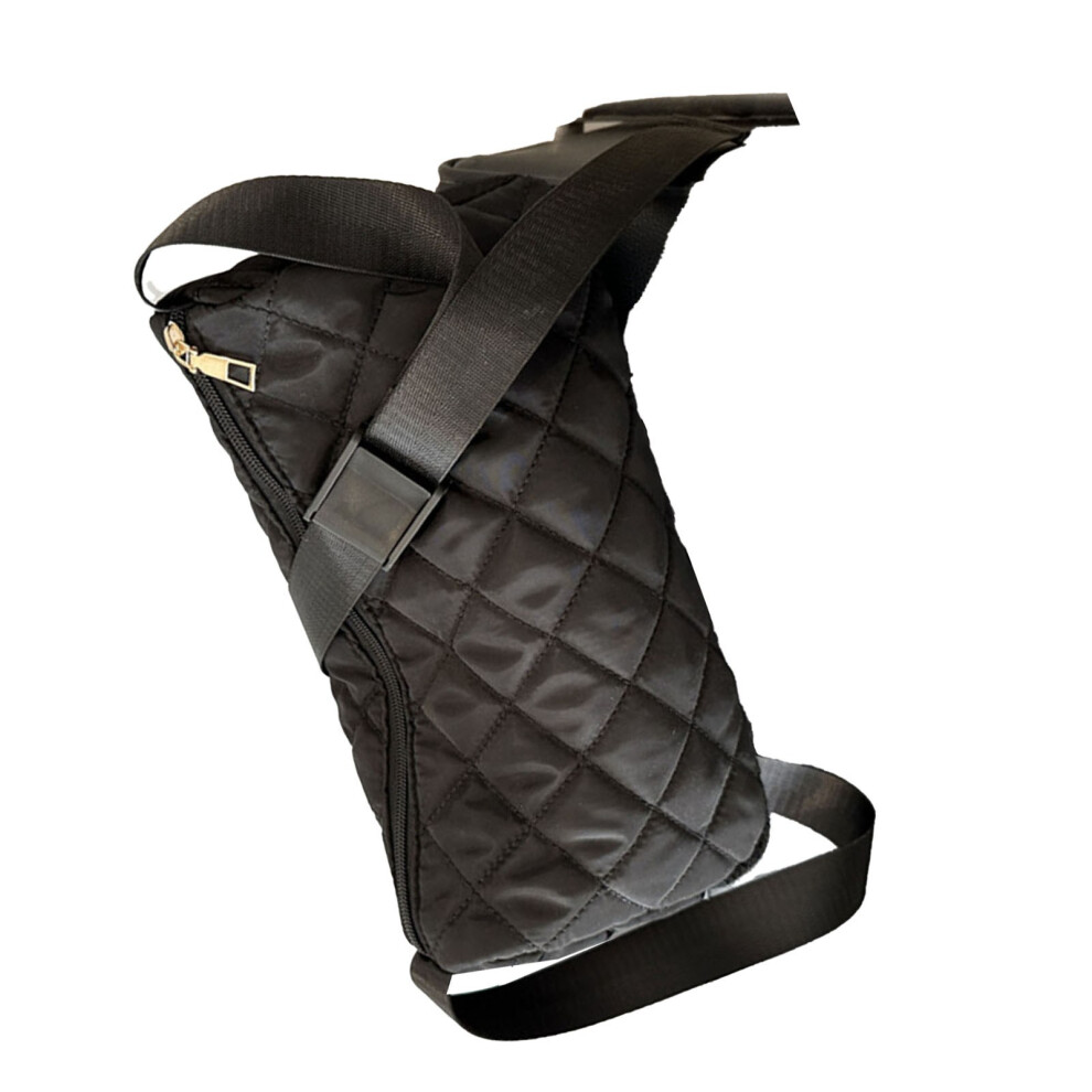 Lightweight Grid Pattern Shoulder Bag 29x17x10cm Black Adjustable Strap-image-OPC-PKG25MF-NEW