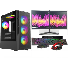 ASC Intel Core i7 Gaming Bundle GT730 2GB 16GB RAM 512GB SSD+1TB HDD Black 6 Fan RGB Gaming Case WIFI Win 11 22" Monitor