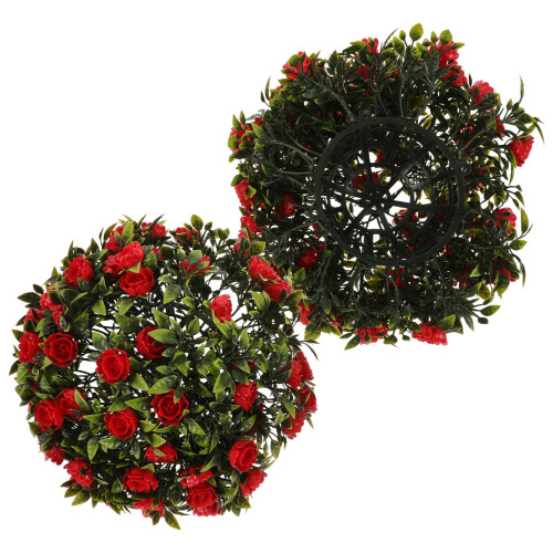 2Stk Rote Dekorative Künstliche Eukalyptus Topiary Kugeln Innen 1