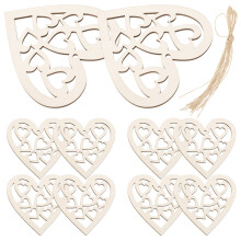 3 sets Holzscheiben Liebesherz, Naturholz Valentinsdeko mit Seil
