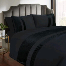 (Black, King) Luxury CRUSH Velvet Duvet Cover with Pillow Case Bedding Set - Elegant Comfort for Your Bedroom sets comfy  bed duvetcoverset hotel