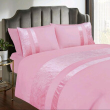 (Pink, Double) Luxury CRUSH Velvet Duvet Cover with Pillow Case Bedding Set - Elegant Comfort for Your Bedroom sets comfy  bed duvetcoverset hotel