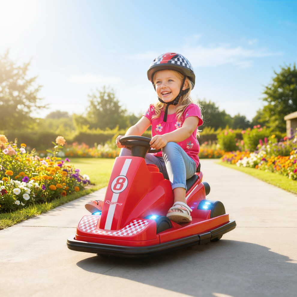 Aiyaplay (Red) Electric Kids Bumper Car With 360 Rotation Spin, Led Lights Red