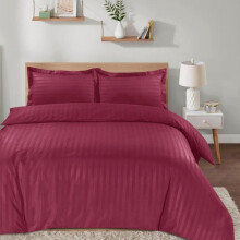 (Burgundy, King) Luxurious Hotel Quality Affordable Bedding with SATIN Stripes, Includes Duvet Cover and Pillowcases sets comfy bed duvetcoverset bedroom
