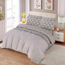 (grey/orange, DOUBLE) Luxury Microfiber Complete Bedding Sets for Single, Double, and King Sizes - 14 Designs Available