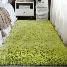 (Silky grass green, 40*60cm) Simple silk and wool carpet, bedroom and living room bedside blanket, solid color high-end feel, floor mat, room floor mat