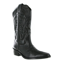 (BLACK, UK 7) Gringos Men's Pull On Boots Leather Cowboy Western Pointed Toe Biker UK 6-12