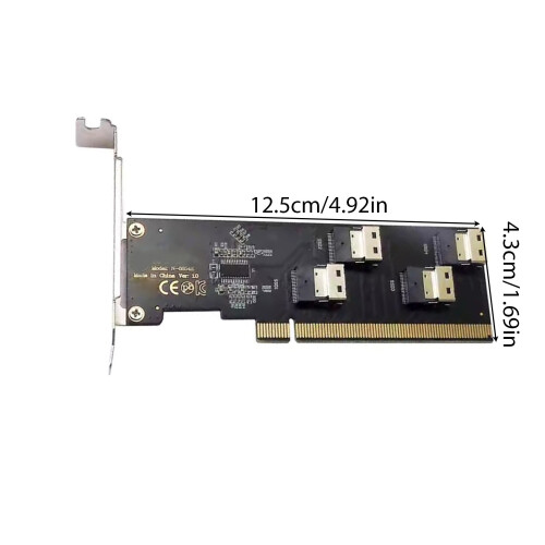 PCIE X16 to 4-Port SFF-8654 Expansion Card Computer Desktop RAID 1