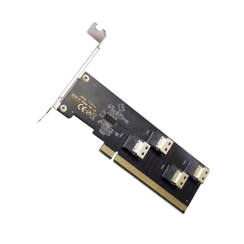 PCIE X16 to 4-Port SFF-8654 Expansion Card Computer Desktop RAID