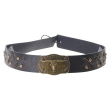 Cowboy Hat Band for Adult with Bull Head Buckle Antique Ethnic